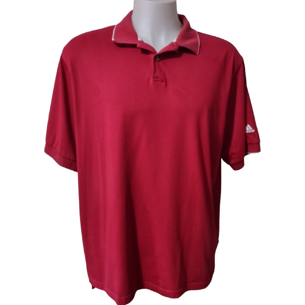 Adidas Polo‎ Shirt Men's Large Athleisure Golf Red Climalite Stretch Streetwear